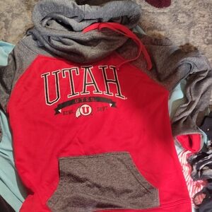 Champion Red and Gray Women's Hoodie